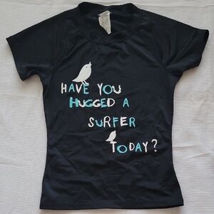 Roxy Rashguard Black Tee with Floral Graphic. Kids Medium